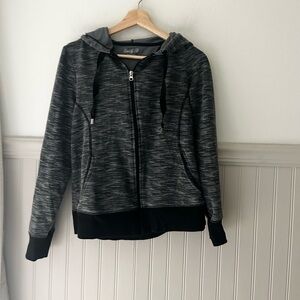 Emily B Medium Cozy Black Heathered Zip-Up Hoodie